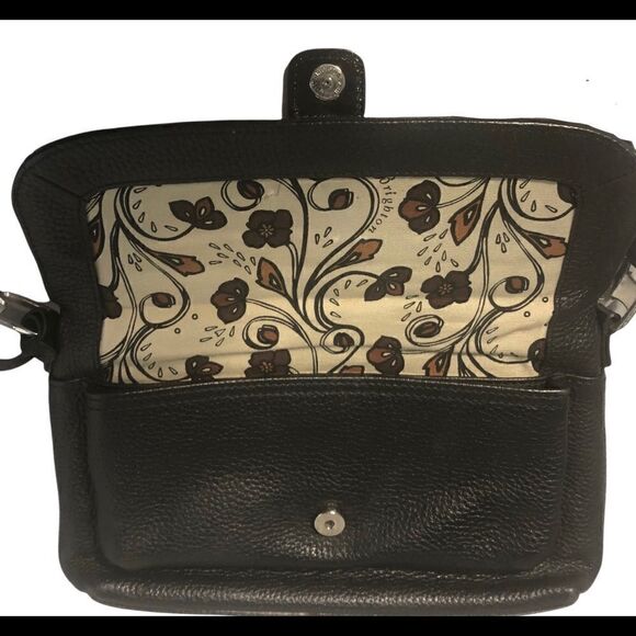 Stylish Small Black Leather Brighton Shoulder Bag with Patent Trim. NWOT - Picture 8 of 12